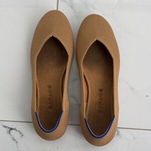 Rothy's Camel and Blue Trim Flats